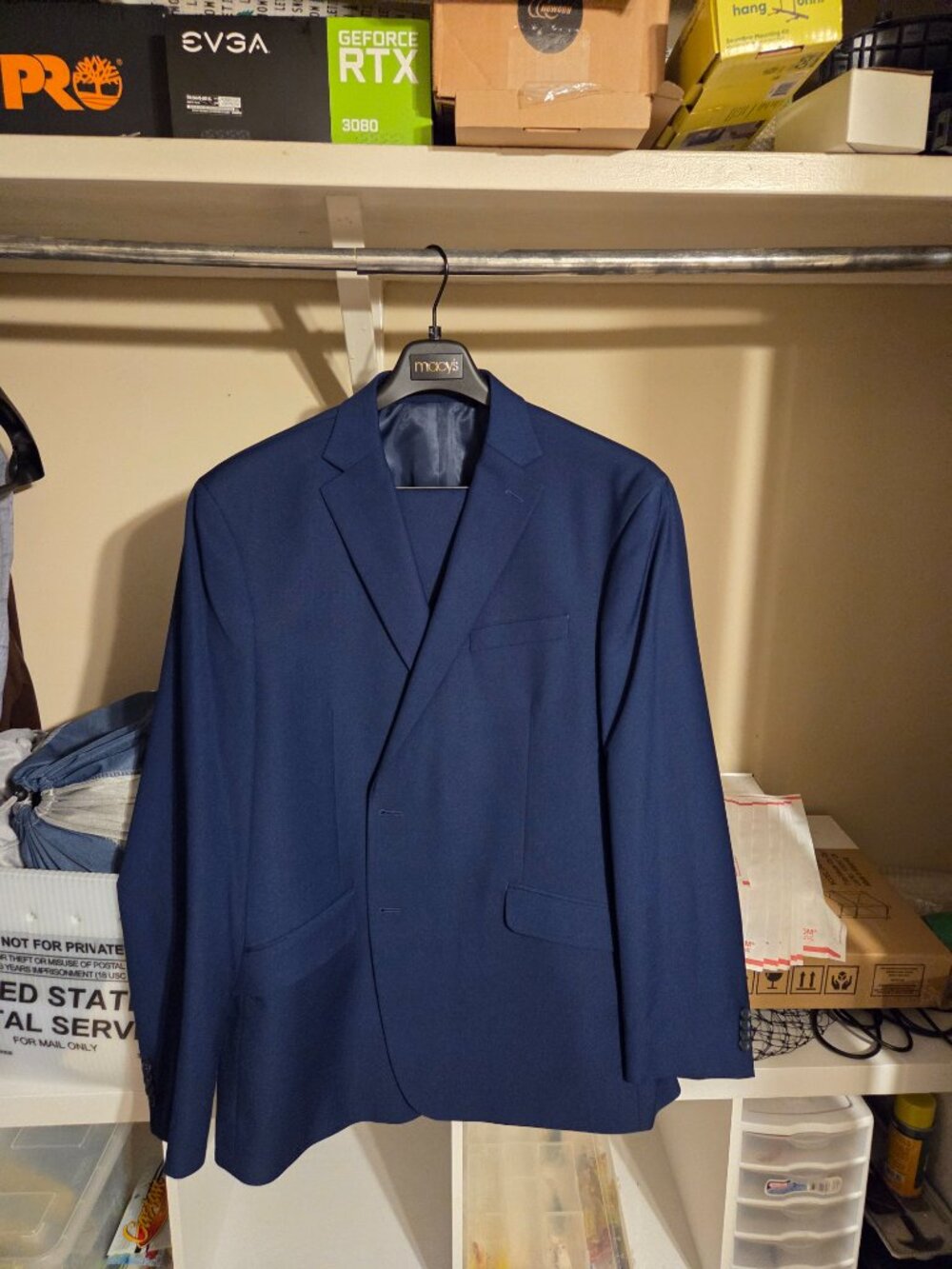 Kenneth Cole 2pc Suit, Blue, 50L 45W NWOT